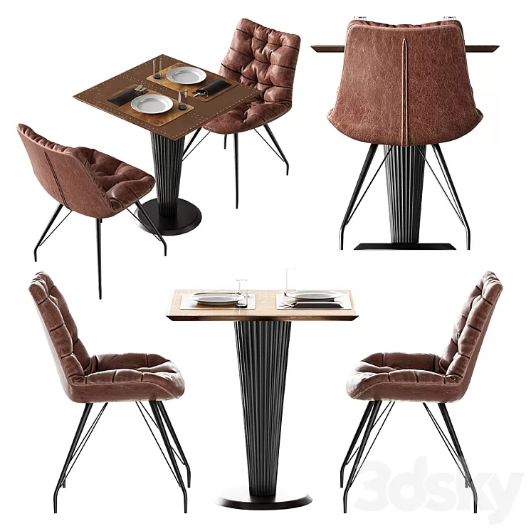 Chair Rowan Brown from Richmond and table Mesa Logan Roble from Brucs 3D Model Chair Rowan Brown from Richmond and table Mesa Logan Roble from Brucs 3D Model