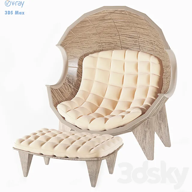 chair Stylishly Segmented Seating 3DModel