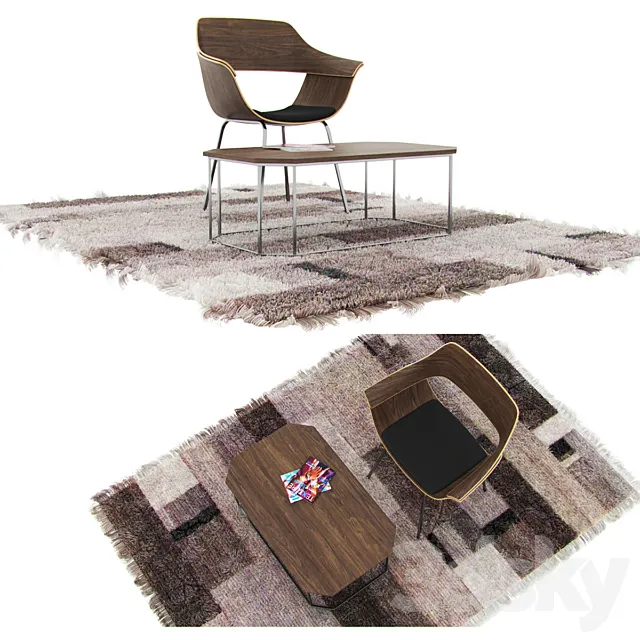 Chair + Table + Carpet 3DModel