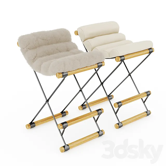 Chair The iron and rolled stool 3D Model