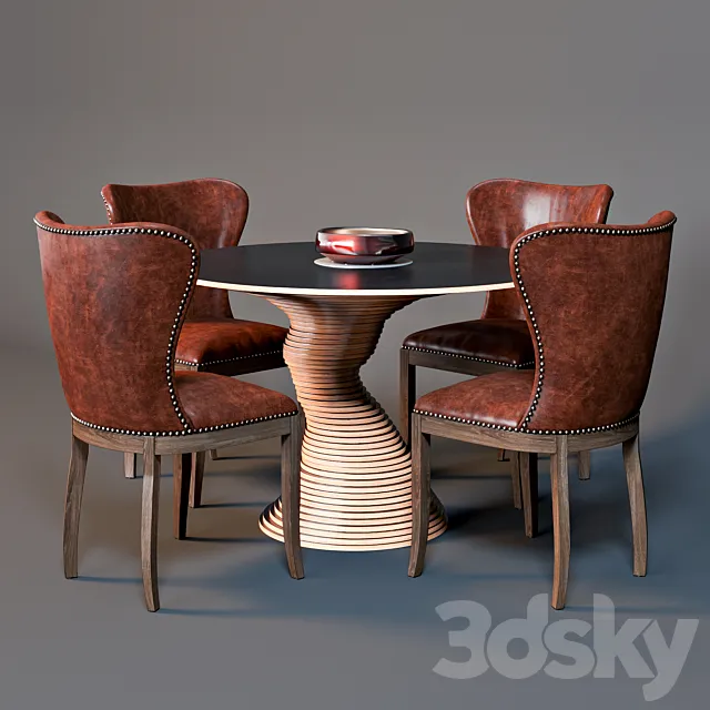 Chair Wingback and table Stack 50 3D Model