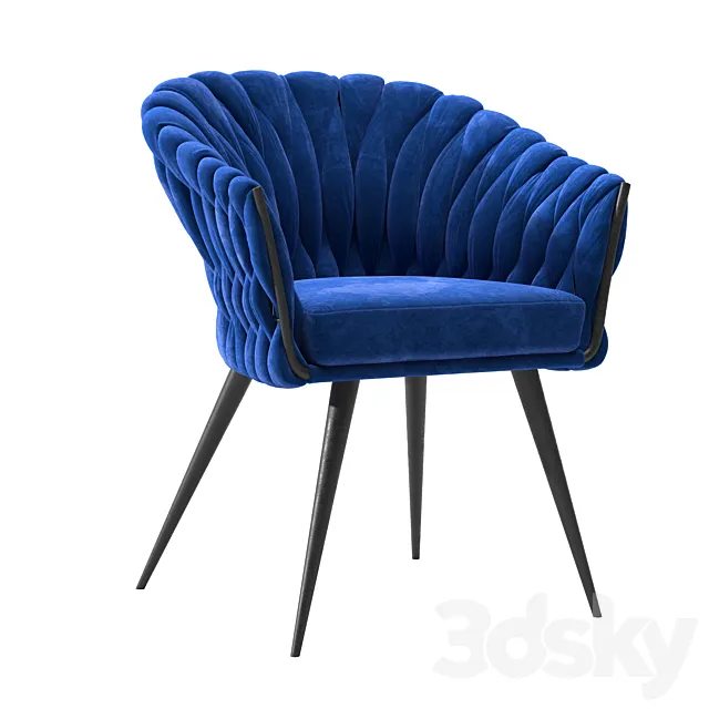 Chair with Armrest Knot Blue 3D Model Chair with Armrest Knot Blue 3D Model