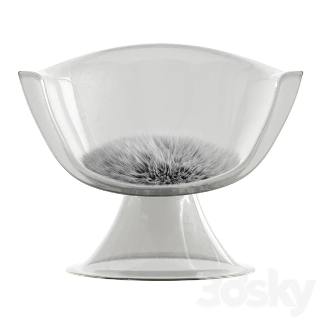 Chair with Mongolian Fur Seat 3DModel Chair with Mongolian Fur Seat 3DModel