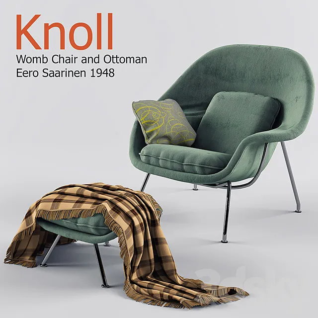 Chair Womb Chair and Ottoman 3DModel Chair Womb Chair and Ottoman 3DModel