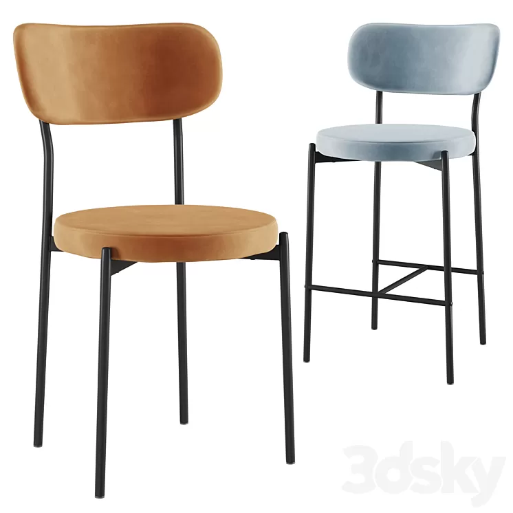Chair&Bar stool Barbara black legs SG 3D Model Free Download