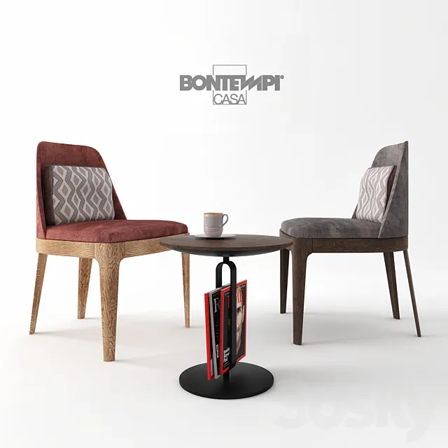 Chairs and a table with decor Bontempi Alfred & Margot 3D Model Chairs and a table with decor Bontempi Alfred & Margot 3D Model