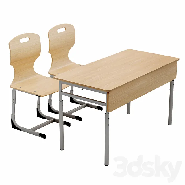 Chairs and double student desk Erudite FM-Imperial 3D Model Chairs and double student desk Erudite FM-Imperial 3D Model