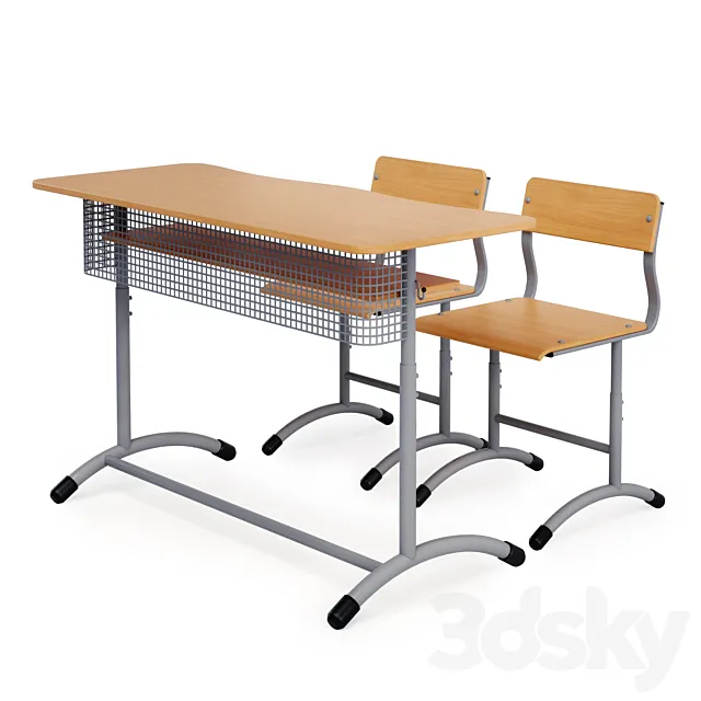 Chairs and school desk for two students “Extra” 3D Model Chairs and school desk for two students “Extra” 3D Model