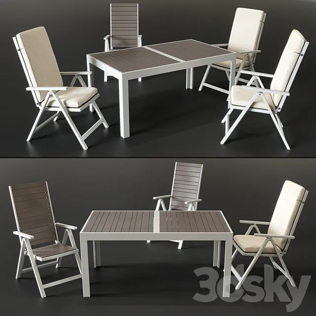 Chairs and table IKEA SHELLAND 3DModel