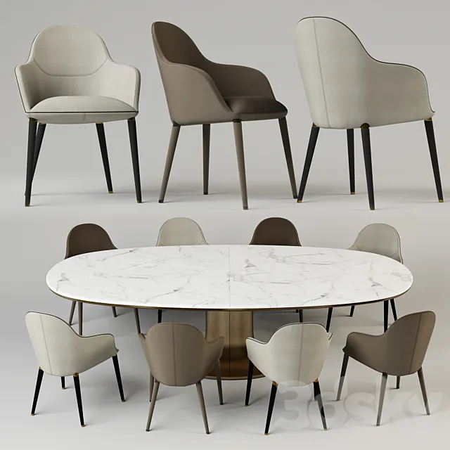Chairs Giorgetti Selene. Table Giorgetti Mizar 3DModel