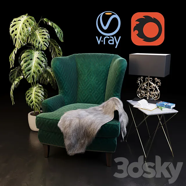 Chairs with decor Chair with decor 3D Model