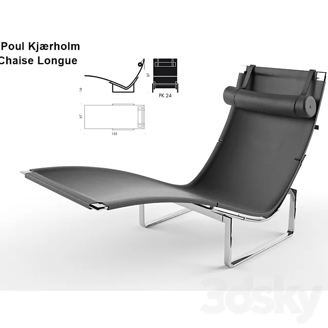 Chaise Longue – Poul Kjærholm 3D Model Chaise Longue – Poul Kjærholm 3D Model
