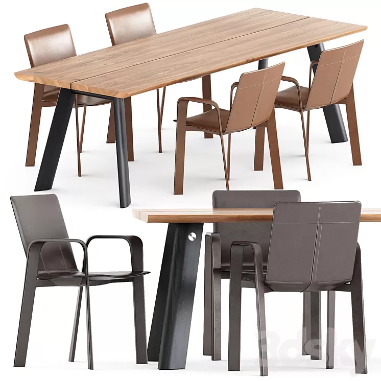 Chaise Sellier chair by hermes and P68 Table by more 3D Model Free Download