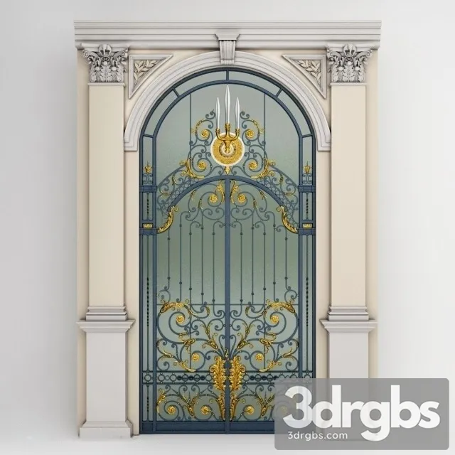 Chakri Maha Prasat Wrought Iron Entrance Door 3D Model Download