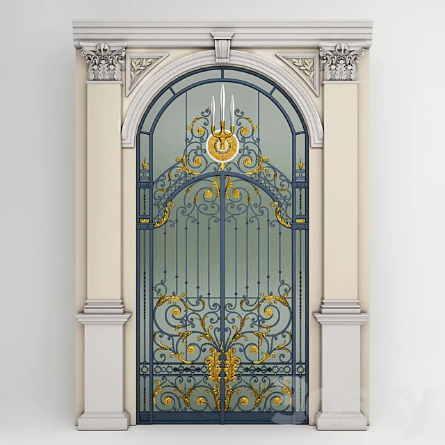 Chakri Maha Prasat Wrought Iron Entrance Door & Column 3DModel