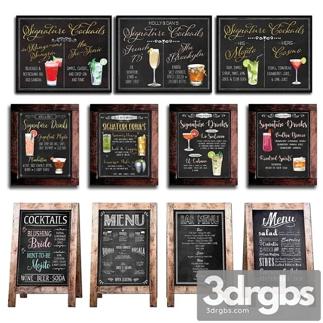Chalkboard for cafe 1 3D Model Download Chalkboard for cafe 1 3D Model Download