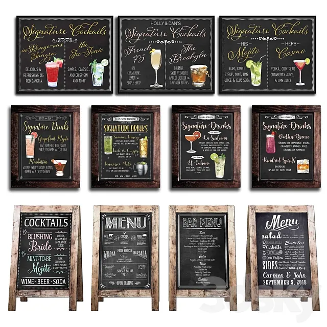 Chalkboard for cafe 1 3D Model