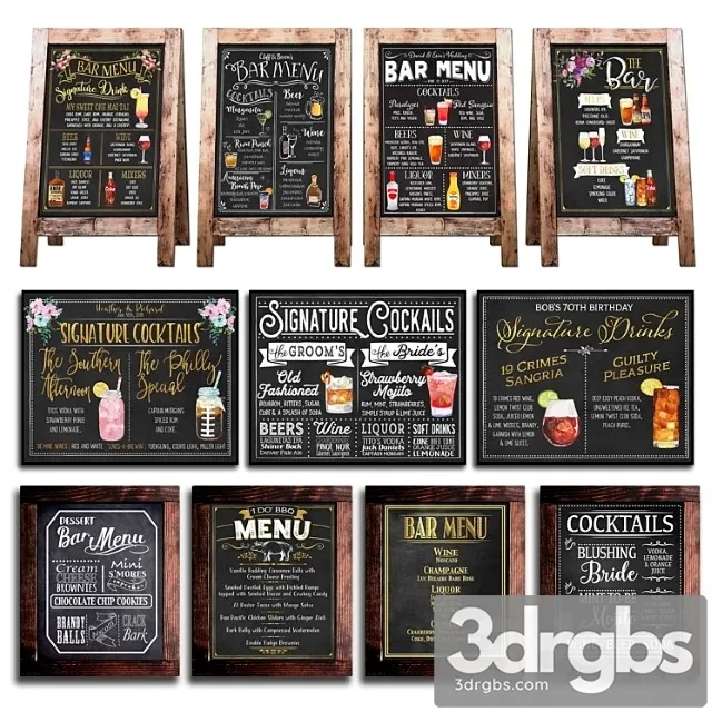 Chalkboard for cafe 2 3D Model Download Chalkboard for cafe 2 3D Model Download
