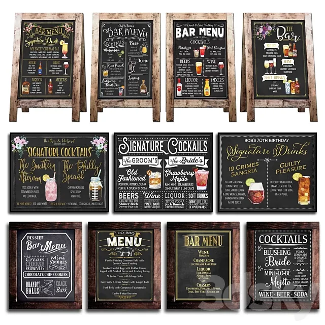 Chalkboard for cafe 2 3D Model Chalkboard for cafe 2 3D Model