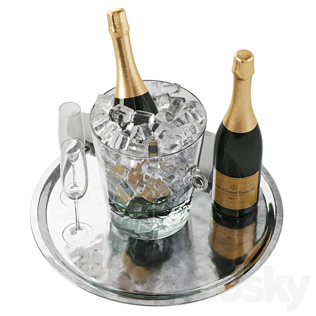 Champagne ice glass bucket 3D Model