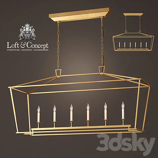 Chandelier 19th C. English Openwork Linear Pendant Bronze 3D Model