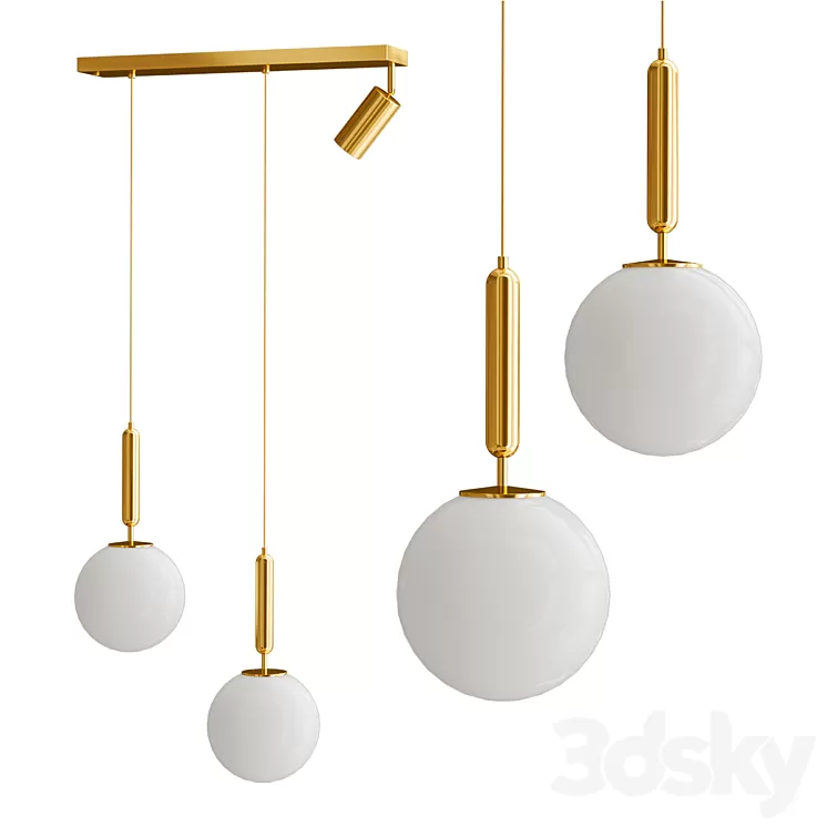 Chandelier 2 ball 3D Model Free Download