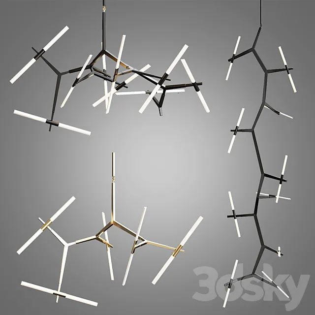 Chandelier Agnes 4 types 3D Model Chandelier Agnes 4 types 3D Model