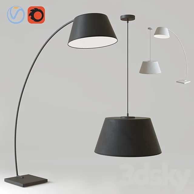 Chandelier and floor lamp AZZARDO Olav 3DModel Chandelier and floor lamp AZZARDO Olav 3DModel