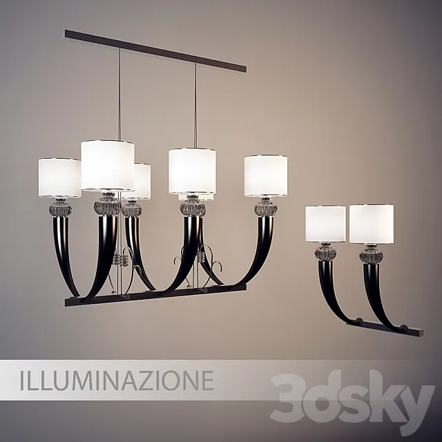 Chandelier and sconces ILLUMINAZIONE D’ARTE 3D Model Chandelier and sconces ILLUMINAZIONE D’ARTE 3D Model