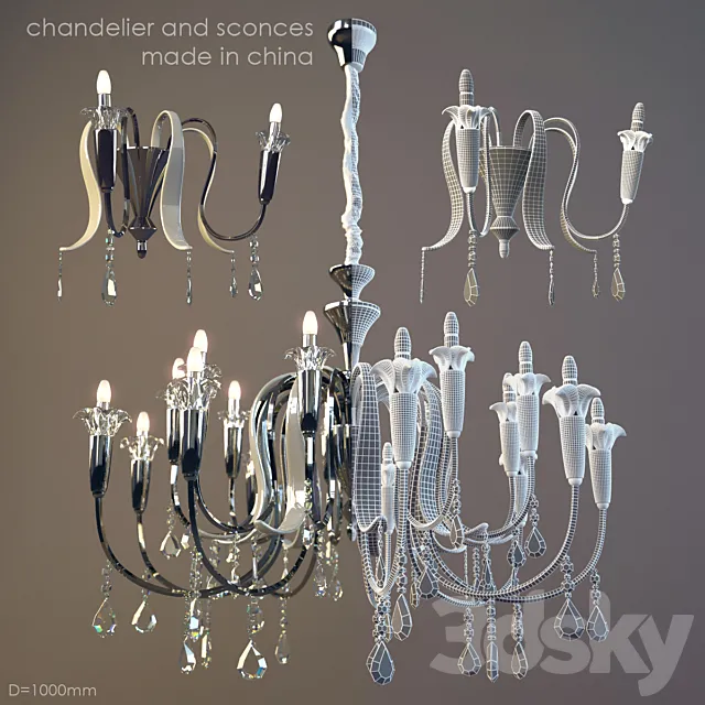 Chandelier and sconces. made in China. 3DModel Chandelier and sconces. made in China. 3DModel
