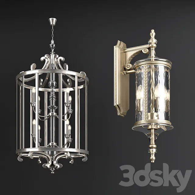 Chandelier and Wall Lamp 3DModel Chandelier and Wall Lamp 3DModel