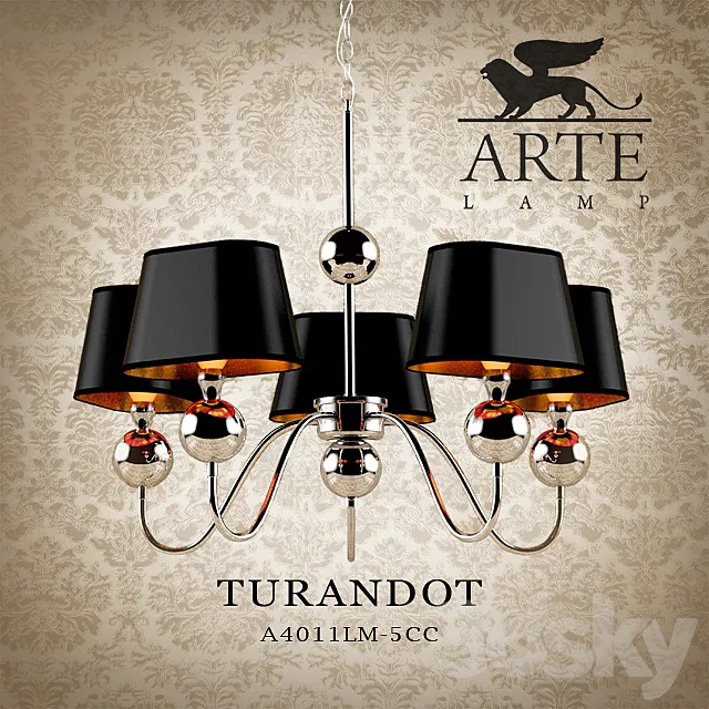 Chandelier Arte Lamp A4011LM-5CC Turandot 3D Model Chandelier Arte Lamp A4011LM-5CC Turandot 3D Model