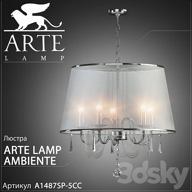 Chandelier Arte lamp Ambiente A1487SP-5CC 3D Model Chandelier Arte lamp Ambiente A1487SP-5CC 3D Model