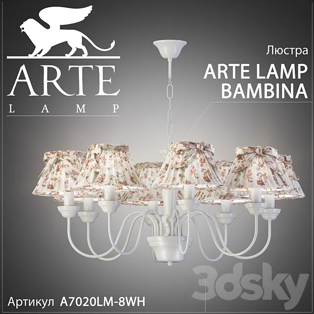 Chandelier Arte Lamp Bambina A7020LM-8WH 3D Model Chandelier Arte Lamp Bambina A7020LM-8WH 3D Model