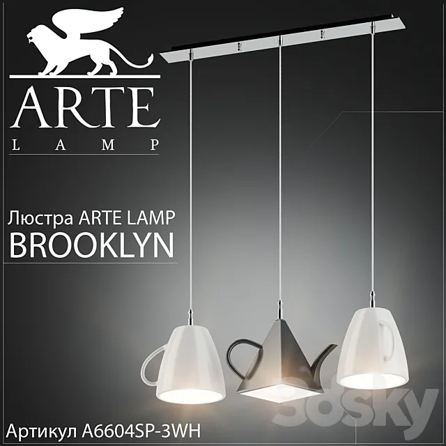 Chandelier Arte Lamp Brooklyn A6604SP-3WH 3DModel Chandelier Arte Lamp Brooklyn A6604SP-3WH 3DModel