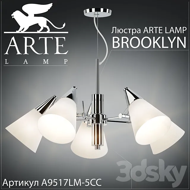 Chandelier Arte Lamp Brooklyn A9517LM-5CC 3D Model Chandelier Arte Lamp Brooklyn A9517LM-5CC 3D Model