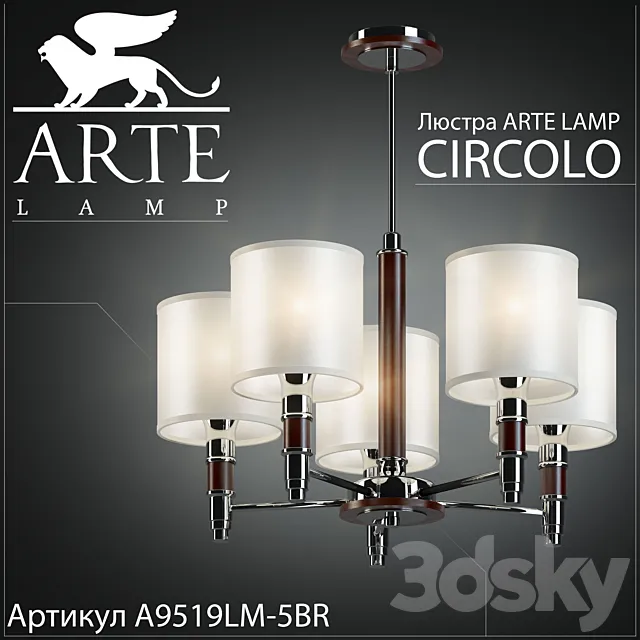 Chandelier Arte lamp Circolo A9519LM-5BR 3DModel Chandelier Arte lamp Circolo A9519LM-5BR 3DModel
