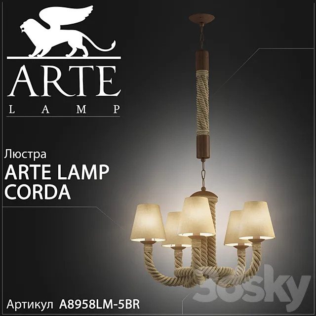 Chandelier Arte Lamp Corda A8958LM-5BR 3D Model Chandelier Arte Lamp Corda A8958LM-5BR 3D Model