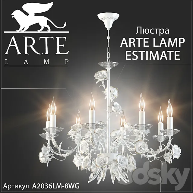 Chandelier Arte lamp Estimate A2036LM-8WG 3D Model Chandelier Arte lamp Estimate A2036LM-8WG 3D Model