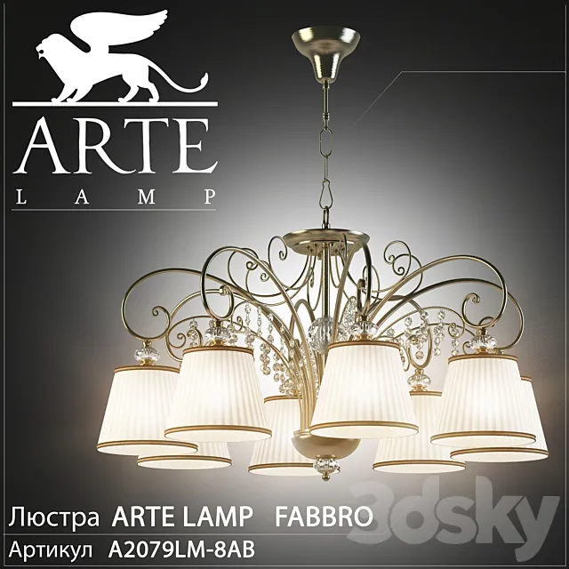 Chandelier Arte Lamp Fabbro A2079LM-8AB 3D Model Chandelier Arte Lamp Fabbro A2079LM-8AB 3D Model