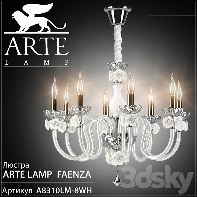 Chandelier Arte lamp Faenza A8310LM-8WH 3D Model Chandelier Arte lamp Faenza A8310LM-8WH 3D Model