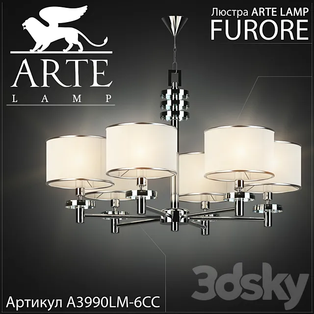 chandelier Arte lamp Furore A3990LM-6CC 3DModel chandelier Arte lamp Furore A3990LM-6CC 3DModel