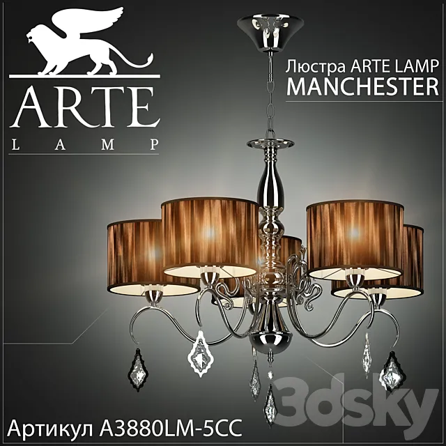 Chandelier Arte lamp Manchester A3880LM-5CC 3DModel Chandelier Arte lamp Manchester A3880LM-5CC 3DModel
