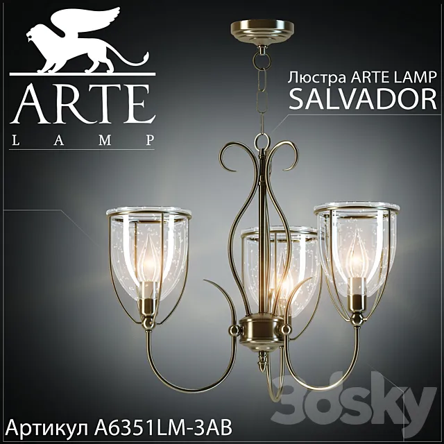 Chandelier Arte Lamp Salvador A6351LM-3AB 3DModel Chandelier Arte Lamp Salvador A6351LM-3AB 3DModel