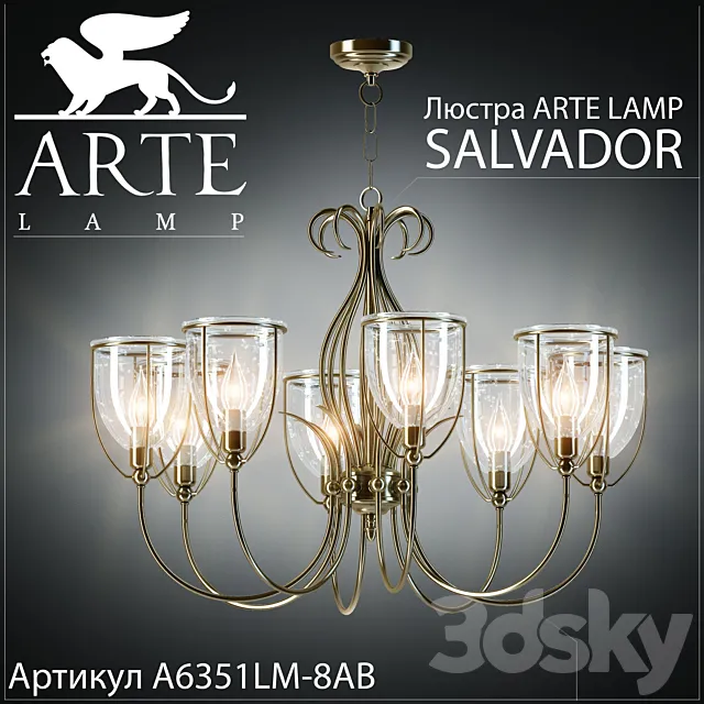 Chandelier Arte Lamp Salvador A6351LM-8AB 3DModel Chandelier Arte Lamp Salvador A6351LM-8AB 3DModel