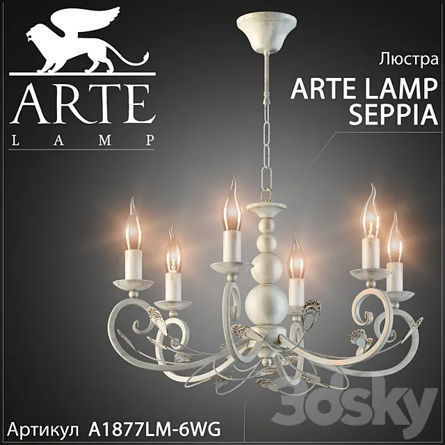 Chandelier Arte Lamp Seppia A1877LM-6WG 3D Model Chandelier Arte Lamp Seppia A1877LM-6WG 3D Model