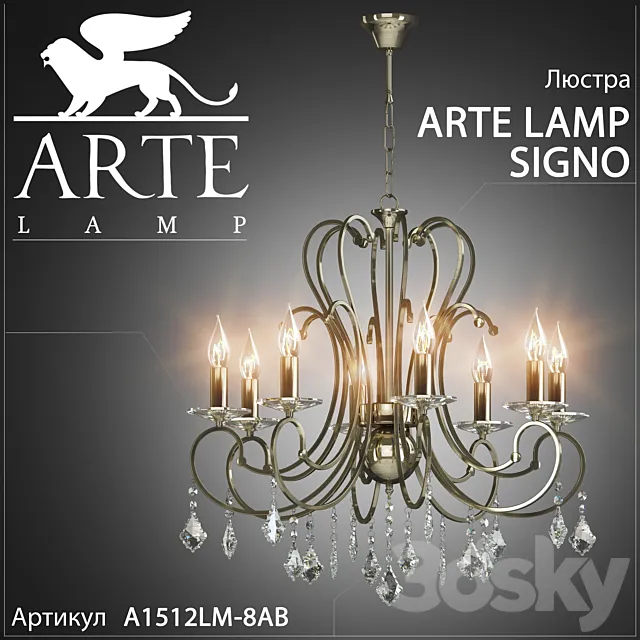 Chandelier Arte lamp Signo A1512LM-8AB 3D Model Chandelier Arte lamp Signo A1512LM-8AB 3D Model