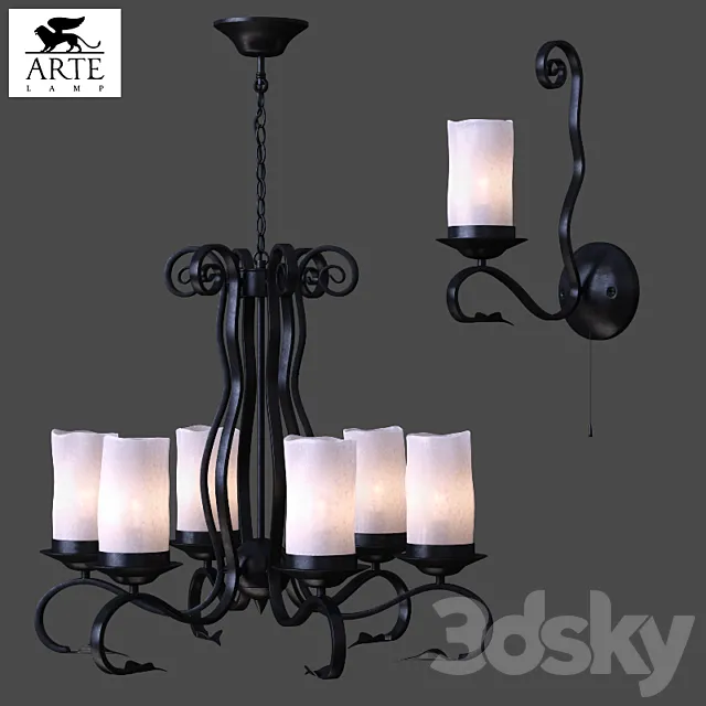 Chandelier ArteLamp Scroll A7915LM-6BK 3DModel Chandelier ArteLamp Scroll A7915LM-6BK 3DModel