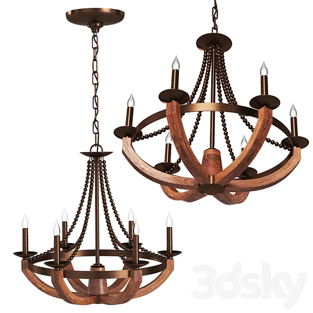 Chandelier astounding rustic wrought iron 3D Model