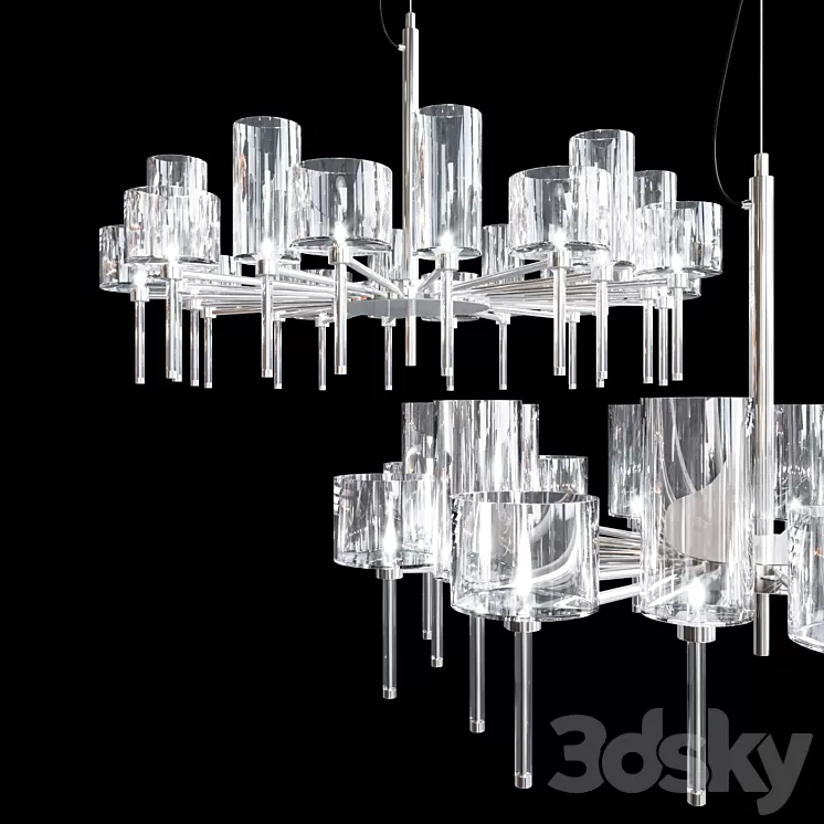 Chandelier AXO Light Spillray SP lamps 20 glass smoke 3D Model